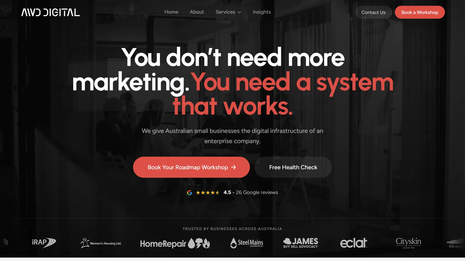 The AWD Digital website homepage