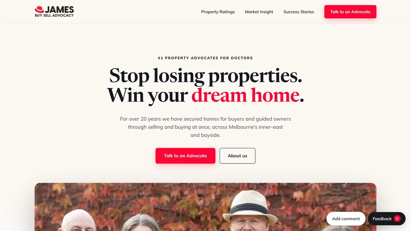 The James Buy Sell homepage after the redesign